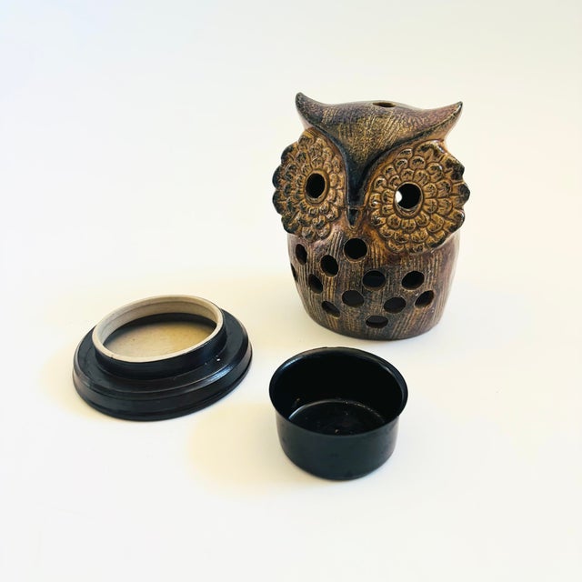 Mid Century Pottery Owl Votive Candle Holder For Sale - Image 9 of 9