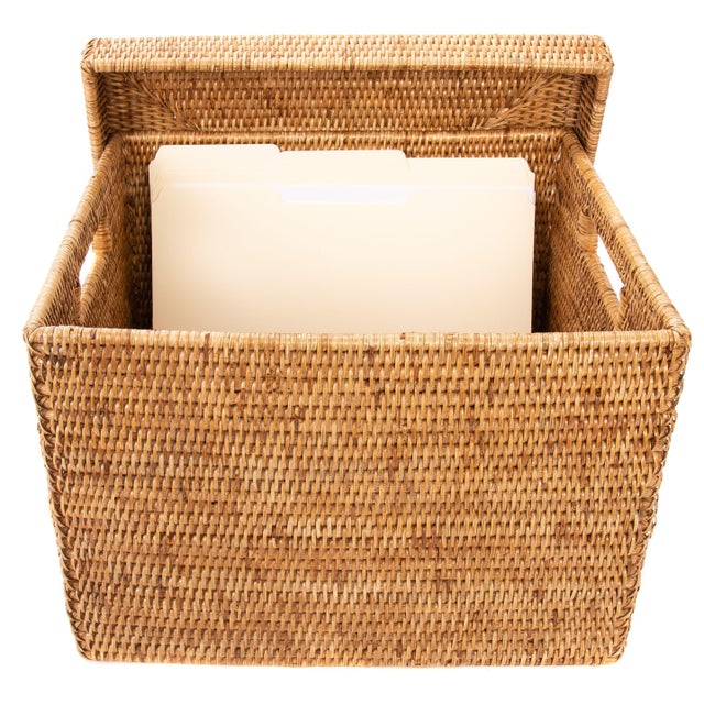 Artifacts Rattan Lidded Storage Box For Sale - Image 4 of 4