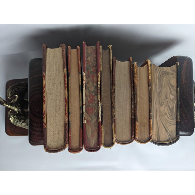 Antique Scandinavian Library Set of 7 – Brown, Burgundy & Cognac Leather Books For Sale - Image 10 of 16