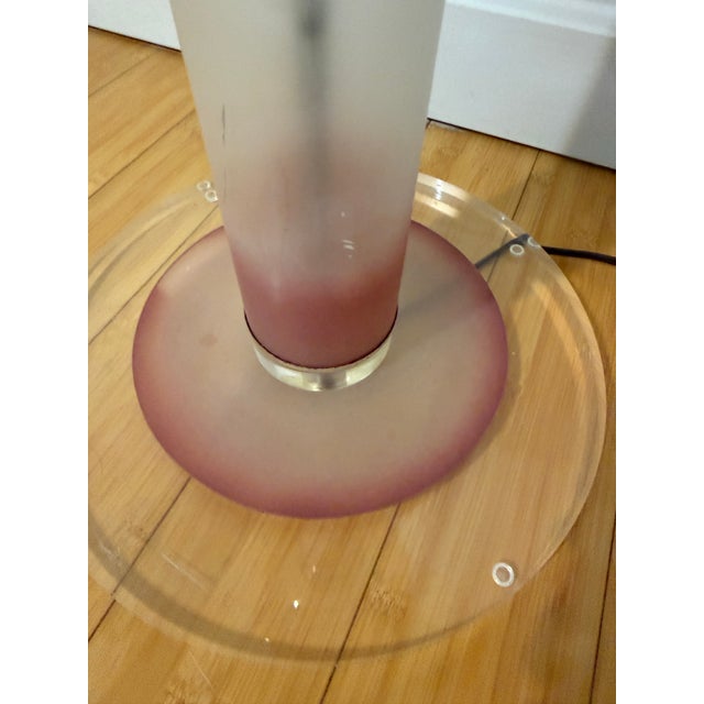 1980s 1980 Frosted Lucite Pink Torch Table Lamp For Sale - Image 5 of 11