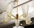 Sculptural Brass and Glass Six-Arm Hanging Light Fixture For Sale In New York - Image 6 of 9