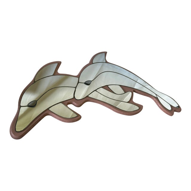 Vintage 1980s Monumental Coastal Trim Dolphin Wall Mirror For Sale