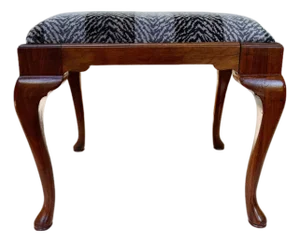 1930s Upholstered Queen Anne Bench