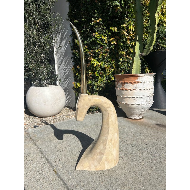 Vintage Maitland Smith Tessellated Marble & Brass Antelope Sculpture For Sale - Image 10 of 10