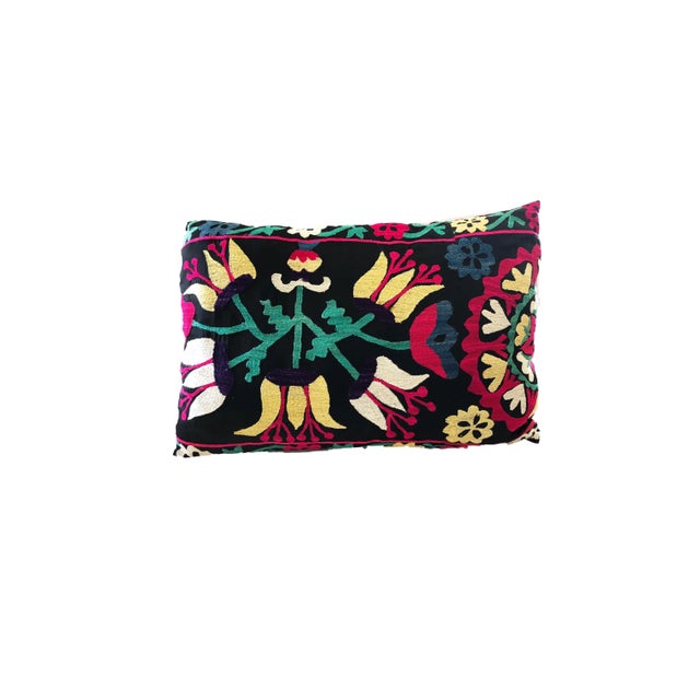 Stunning Old Custom Made Uzbeck Suzani Lg Pillow 25.5" by 18" For Sale - Image 4 of 8