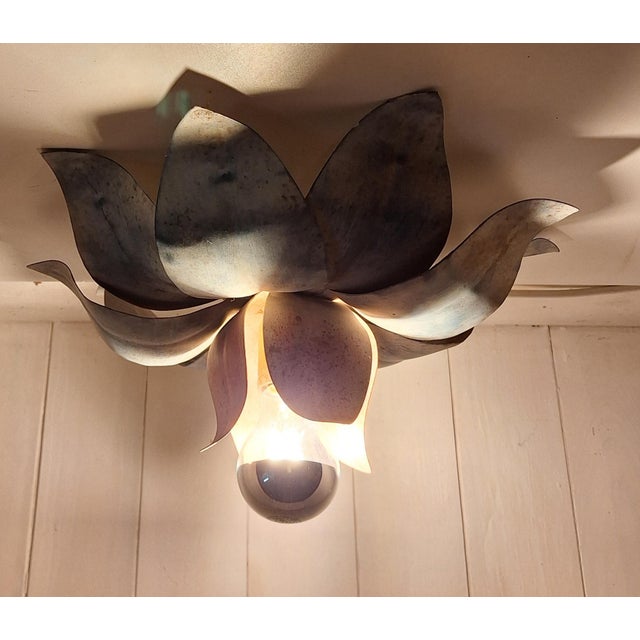 Vintage Florentine Ceiling Lamp in Hand-Painted Metal, 1980s For Sale - Image 9 of 9