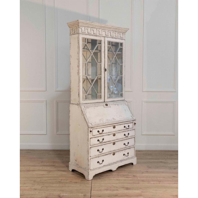Wood European two-part vitrine cabinet with fine carvings, circa 1790 For Sale - Image 7 of 17