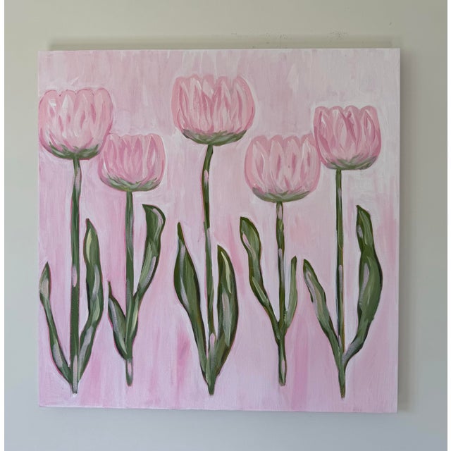 Modern Abstract Folk Art Floral Acrylic Painting On Stretched Canvas, “Morning Blooms,” Signed, Melinda S Best, 2026