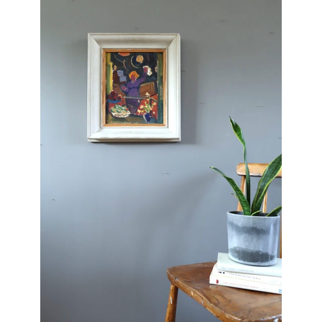 Mid-Century Modern Mid-Century Modern 'She Who Reaches' Vintage Original Swedish Expressive Interior Figurative Oil Painting, Framed For Sale - Image 3 of 8