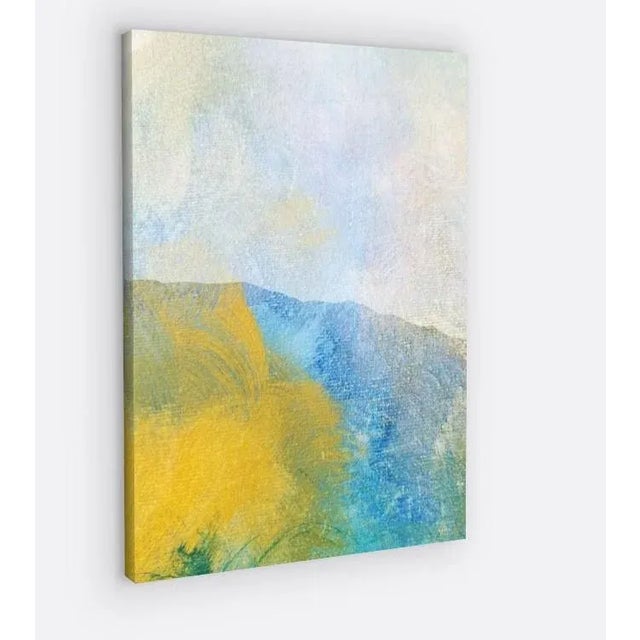"Sunsplash" Original Abstract Canvas Print in Blue and Yellow by KR Moehr For Sale In Phoenix - Image 6 of 6