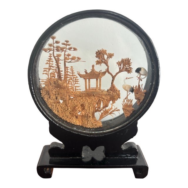 Vintage Mid Century Chinese Cork Diorama For Sale