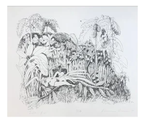 1971 Adrienne Anderson Fallen Figs Tropical Lithograph