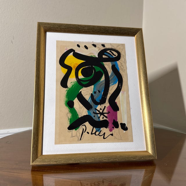 Paper 1970s Peter Robert Keil Original Painting Abstract Miro Style Modern Art Signed Framed For Sale - Image 7 of 9
