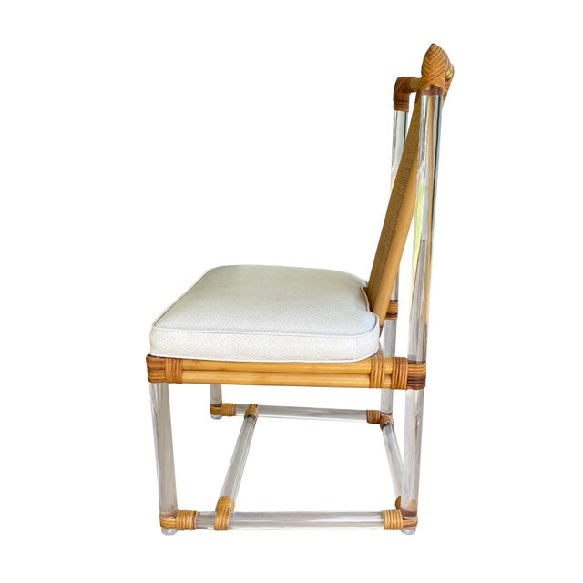 Mid 20th Century Set of 3 Bamboo and Lucite Mid-Century Modern Dining Chairs For Sale - Image 5 of 11