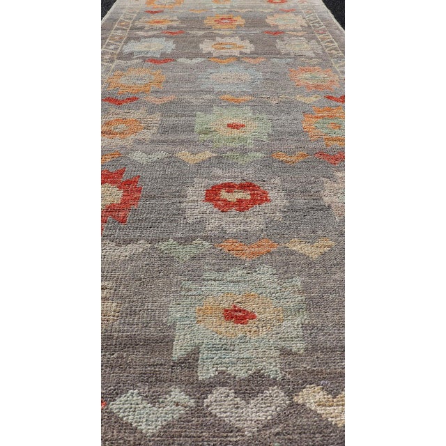 Modern Modern Runner by Keivan Woven Arts Sub-Geometric Diamond Design in Multicolor 2'9 X 9'8 For Sale - Image 3 of 11