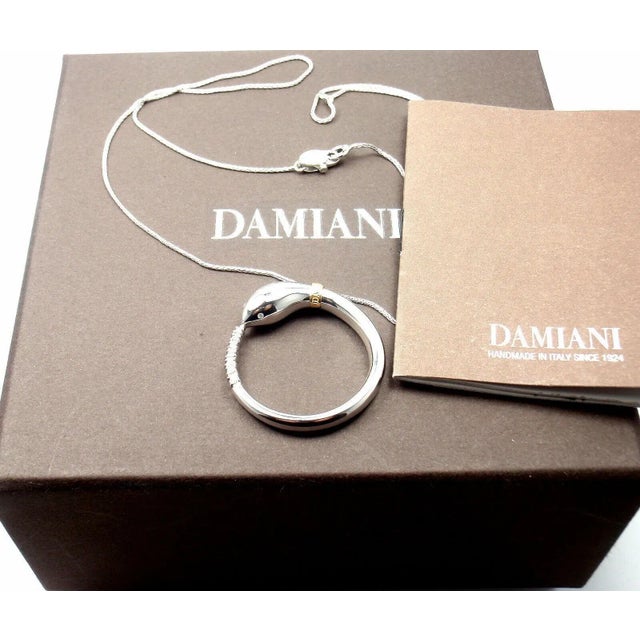 2000 - 2009 Damiani Infinito 18k White Gold Diamond Snake Pendant Necklace For Sale - Image 5 of 8