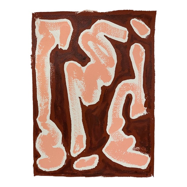 “Maroon” Contemporary Abstract Oil and Acrylic on Paper by Lacey Berry For Sale