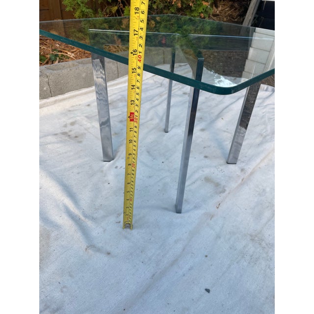 Mid 20th Century Barcelona Style Chrome X-Base Glass Top Side Table, Mid-Century Modern For Sale - Image 10 of 10