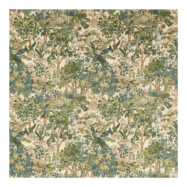 Sanderson Stumpery Tapestry Fabric in Fern - a sample For Sale