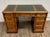 Traditional Vintage Sligh Lowry Furniture Green Leather Top Executive Desk For Sale - Image 3 of 18