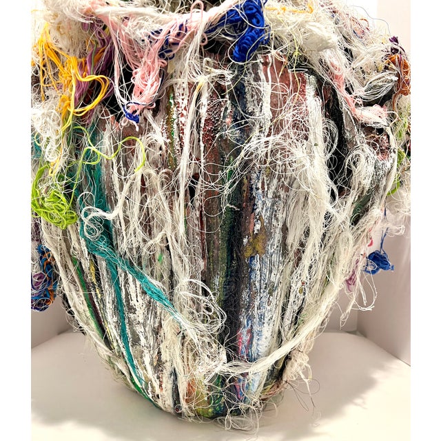 Leon Dickey Signed 2017 Mixed Media Fiber Sculptural Vessel / Planter For Sale - Image 9 of 11