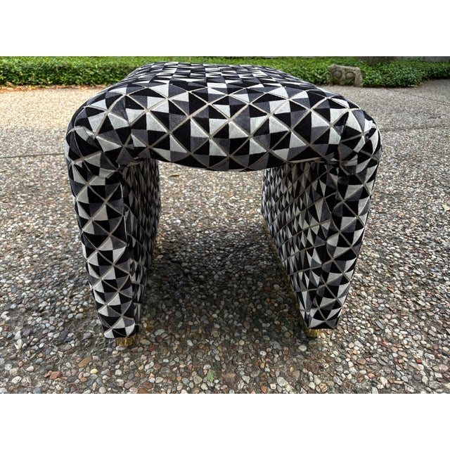 1980s Pair Karl Springer Inspired Waterfall Ottomans For Sale - Image 14 of 14