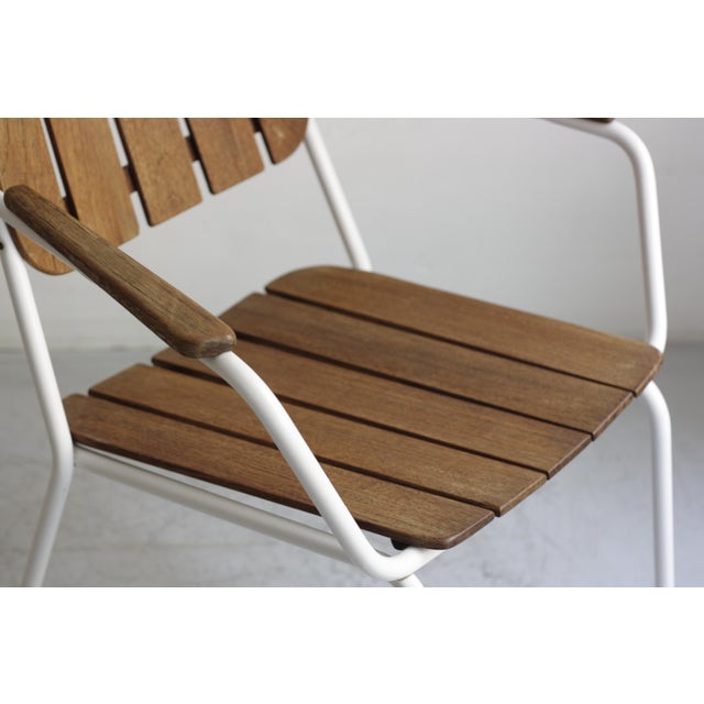 Mid-Century Modern Daneline Garden Chairs in Tubular Steel and Teak, 1970s, Set of 4 For Sale - Image 6 of 14
