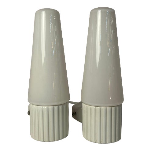 Vintage Model 6020 Wall Lamps in White by Sigvard Bernadotte for Ifö, Set of 2 For Sale