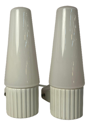 Vintage Model 6020 Wall Lamps in White by Sigvard Bernadotte for Ifö, Set of 2