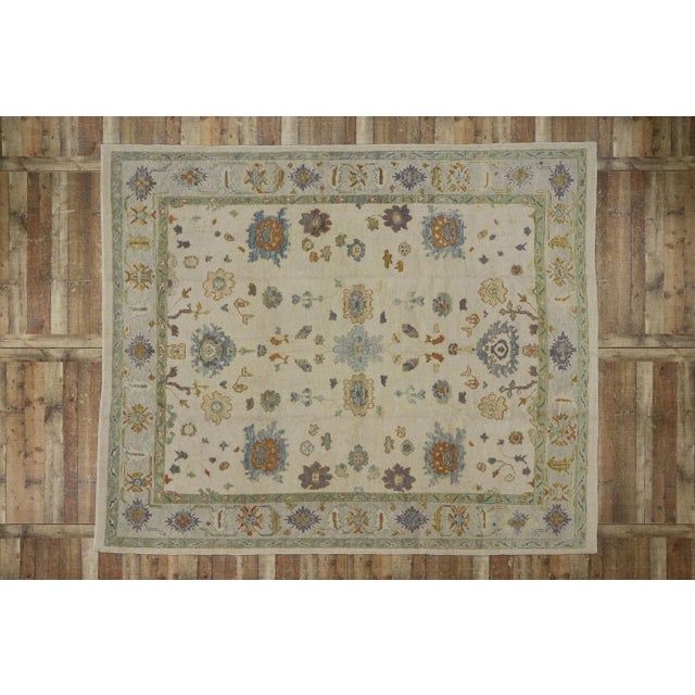 Oyster Gray Turkish Oushak Rug - 09'02 X 11'01 For Sale - Image 8 of 9