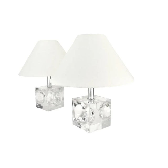 Crystal Cubic Table Lamps from Royal Leerdam, 1970s, Set of 2 For Sale - Image 12 of 12