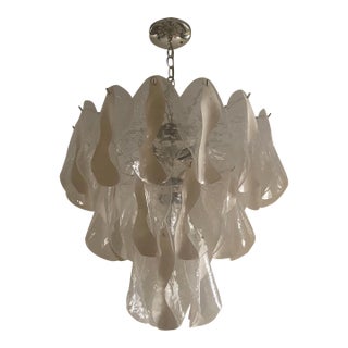 1970s Lucite and Chrome Waterfall Petal Chandelier For Sale