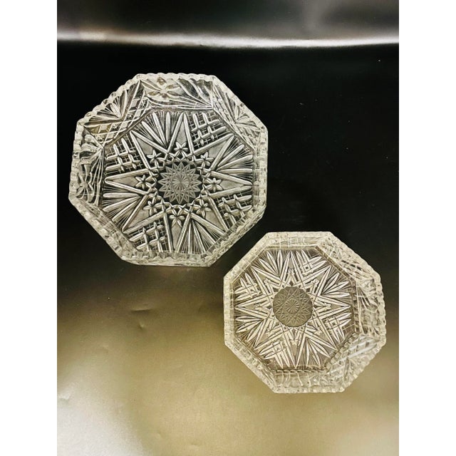 Modern Violetta Mid-Century Octagonal Crystal Nesting Bowls - Set of 2 For Sale - Image 3 of 13