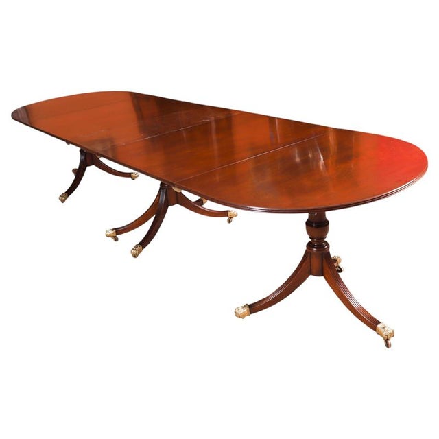Antique Regency Revival Triple Pillar Dining Table, 1900s For Sale - Image 17 of 17