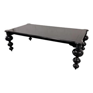 Noir Claudio Mahogany Solid Wood Dining Table, Hand-Rubbed Black For Sale