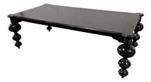 Noir Claudio Mahogany Solid Wood Dining Table, Hand-Rubbed Black
