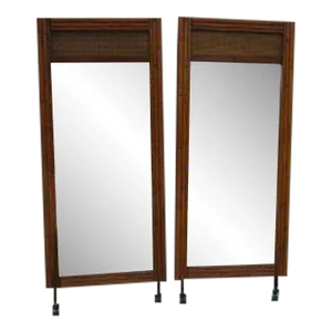 Hollywood Regency Style Wood Dresser Mirrors in Honey Color - Set of 2