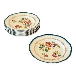 Longwy Shanghai French Ironstone Salad Plates- Set of 8