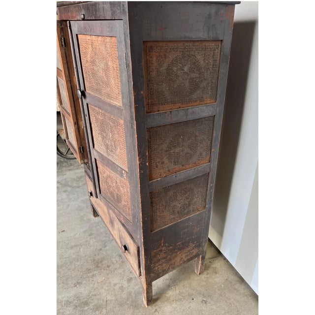 Wood 19th Century Virginia Walnut Pie Safe With Original Star Punched Tins For Sale - Image 7 of 13