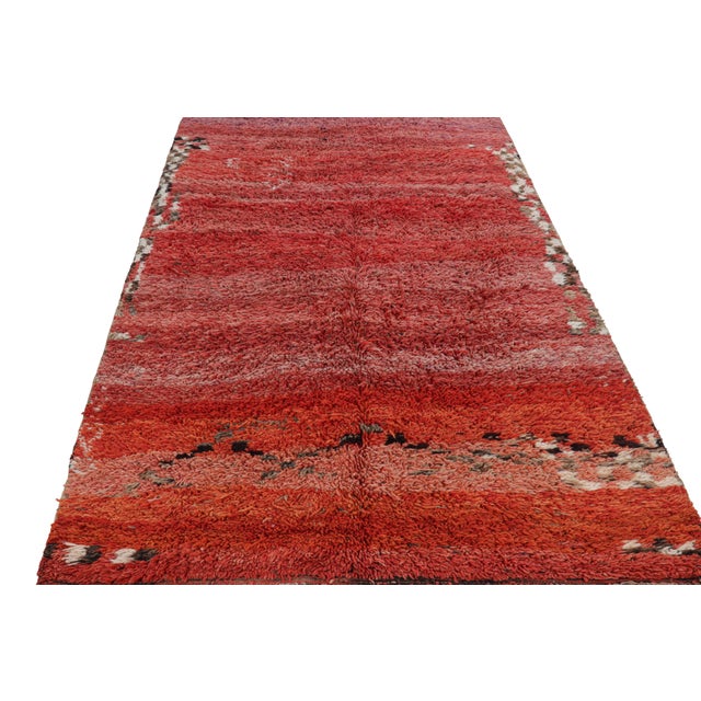 1950s Vintage Moroccan Rug in Red With High Pile Stripes and Striae, From Rug & Kilim For Sale - Image 5 of 7