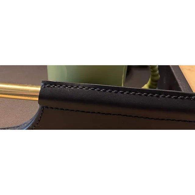 Ralph Lauren Leather Tray, Smooth Calf Leather, Polished Brass Handles, Navy, Brand New For Sale - Image 10 of 11