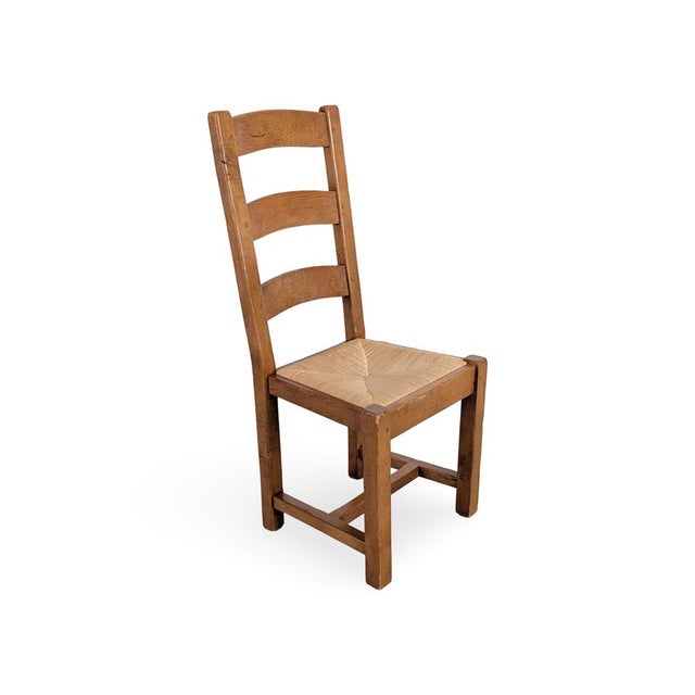 Vintage French Oak Chairs, 1950s, Set of 4 For Sale - Image 4 of 11