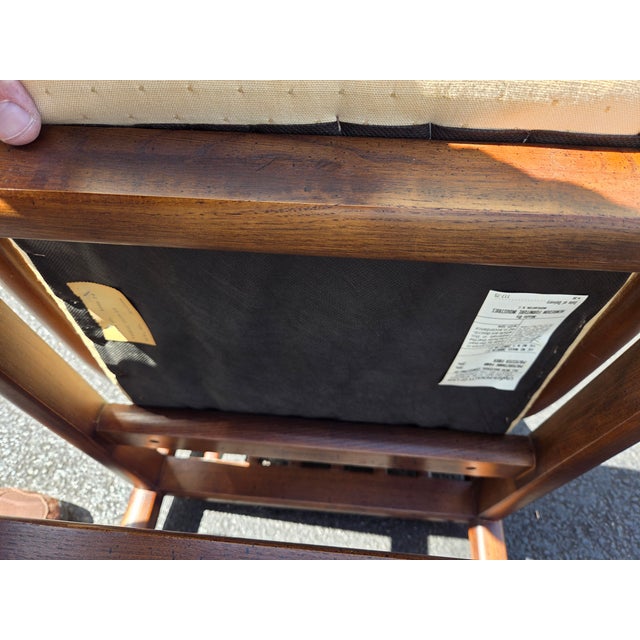 1980s 2 Henredon Scene One Campaign Dining Room Side Chairs MCM Oak Brass For Sale - Image 15 of 15