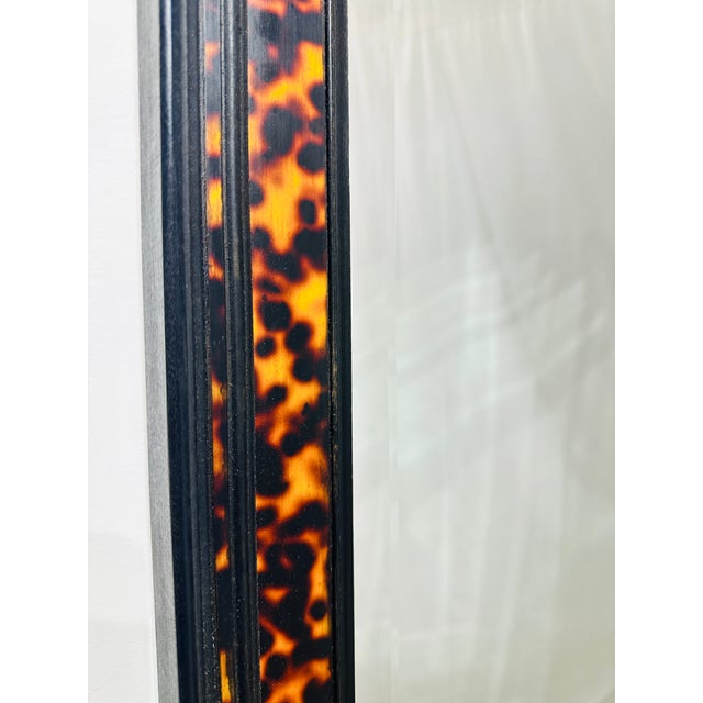 Wood John-Richard Faux Tortoise & Ebonized Wood Framed Beveled Mirror For Sale - Image 7 of 7