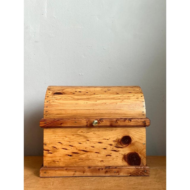 Vintage Wooden Treasure Chest Box For Sale - Image 4 of 12