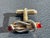Early 20th Century English Market Ruby Glass / Yellow Double Knot Cufflinks For Sale - Image 6 of 7