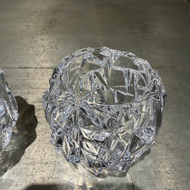 Tiffany & Co. Rock Cut Crystal Votive Candle Holder Set of 2 For Sale - Image 9 of 16