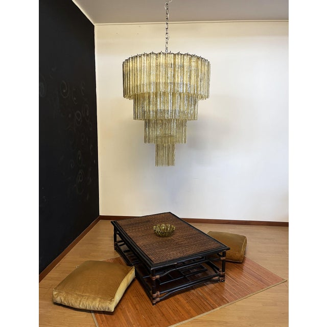 Vintage Murano Glass Tiered Chandelier with 78 Glasses in Light Amber, 1990s For Sale - Image 12 of 18