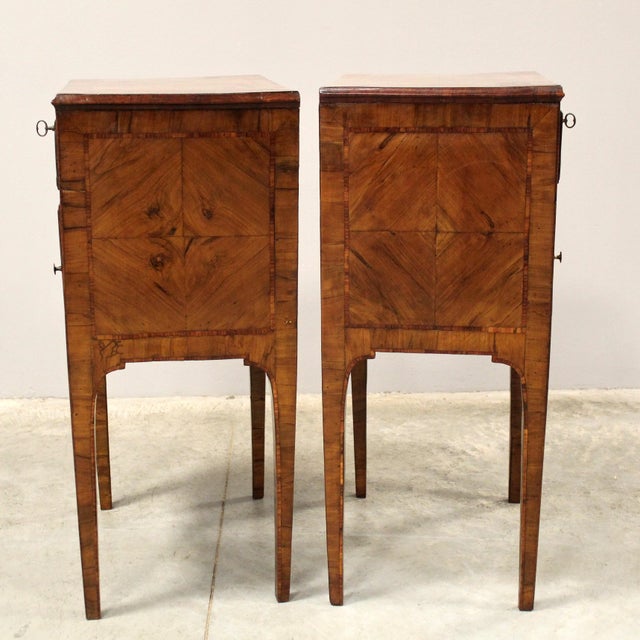 Antique Louis XVI Italian Bedside Tables in Cherrywood, 1700s, Set of 2 For Sale - Image 4 of 15