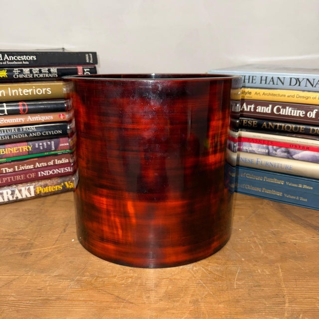 Late 19th Century Crimson Red Wood Hibachi with Removable Terracotta Liner For Sale - Image 5 of 11